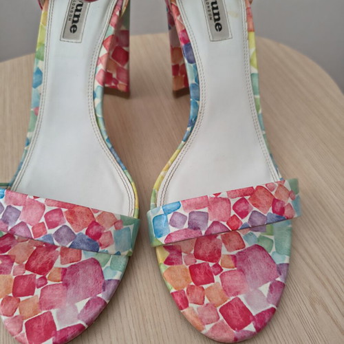 Dune London sandals with colorful Marshmallow print size 41 like new