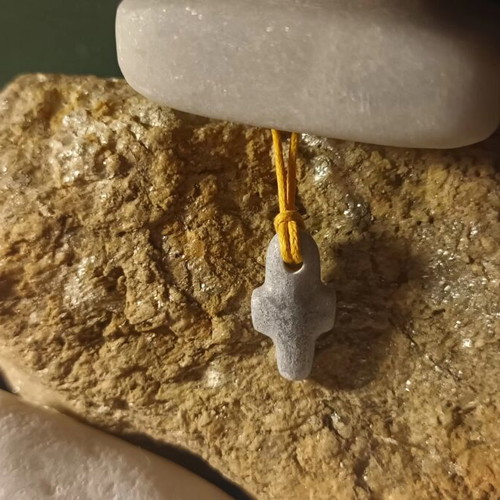 Collectible Cycladic marble and stone cross pendant, handmade
