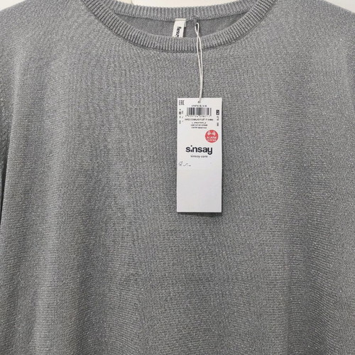 Silver thin long-sleeve blouse small new with tag