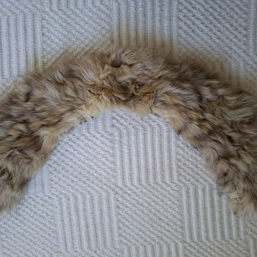 Natural fur coat used, 90s style, beige and brown