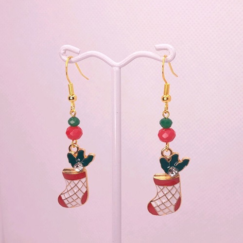 Handmade Christmas earrings new with crystals