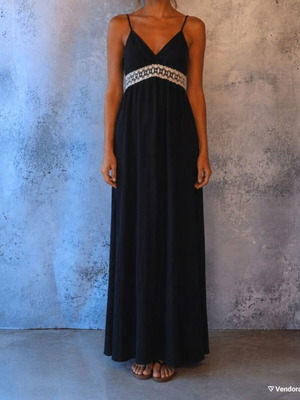 Women's summer dress used, black with white lace, size M