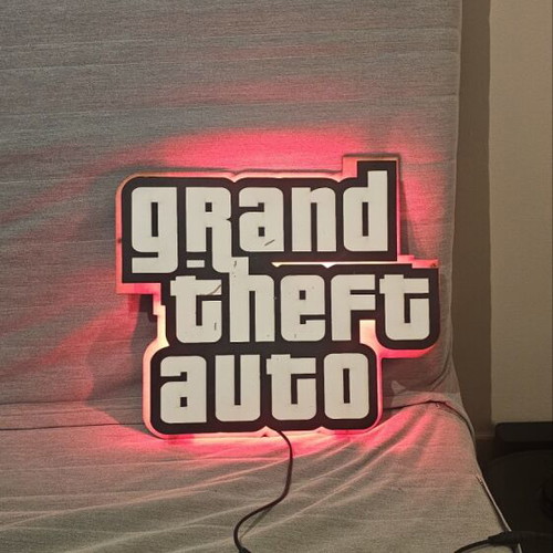 Grand Theft Auto handmade lamp with red LED lighting used