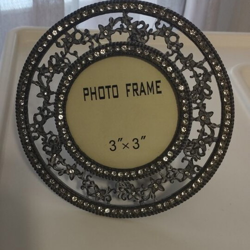 Trimar photo frame 3x3" new, vintage style with rhinestones