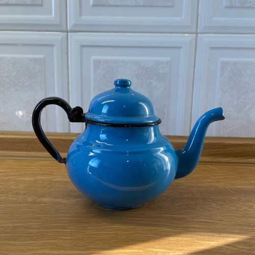 Vintage enamel teapot from Poland used