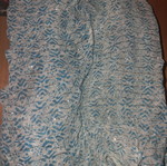 Scarf with silver thread square used, white and blue