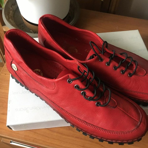 Women's red leather loafers new, size 38, sporty style