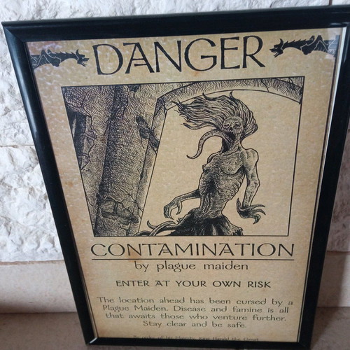 Handmade ink horror art print in A4 frame new