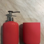 Set of liquid soap dispenser and toothbrush holder like new