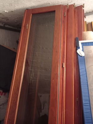 Balcony doors solid wood used, set of 8 pieces (4 pairs)