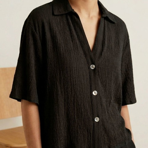 Zara Crinkle Shirt black XS loose fit like new