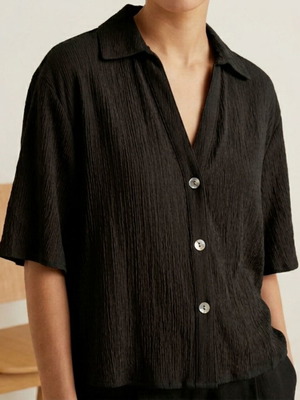 Zara Crinkle Shirt black XS loose fit like new