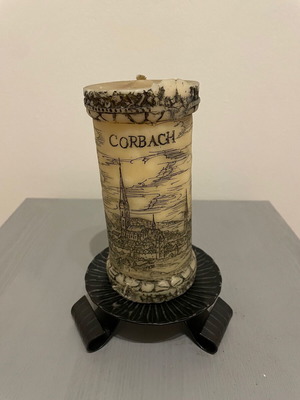 Decorative iron base with German vintage Corbach candle new