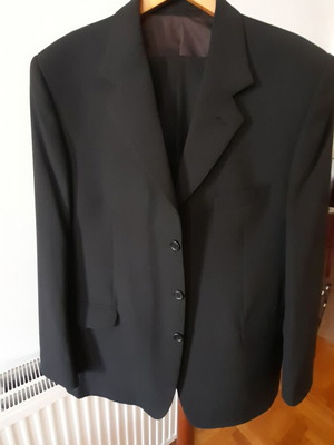 Wool suit dark gray custom made, men's XL