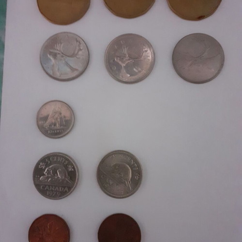 Canadian coins used, pack of 11 pieces