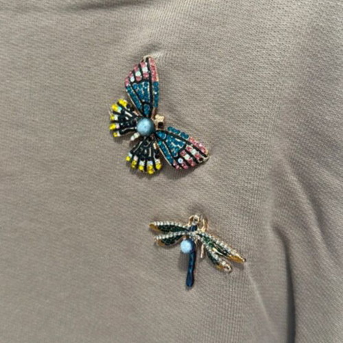 Zara beige sweatshirt like new with butterfly pins, size S