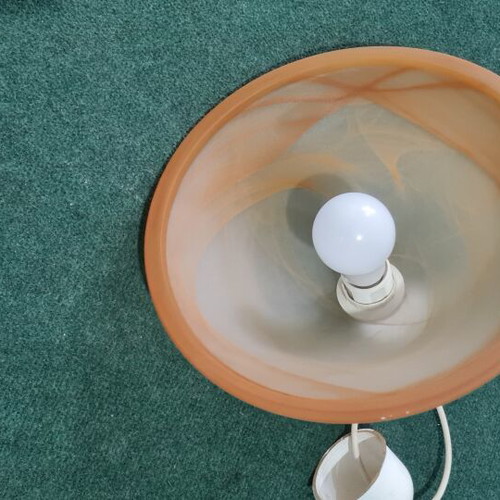 Ceiling light glass porcelain orange, like new, with E27 socket and LED bulb