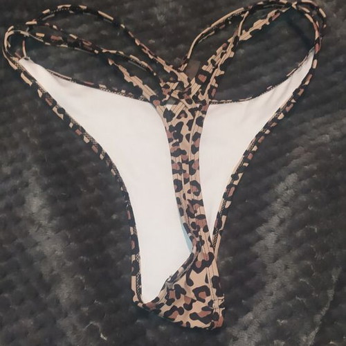 Animal print string bikini new, size M/L, beige brown