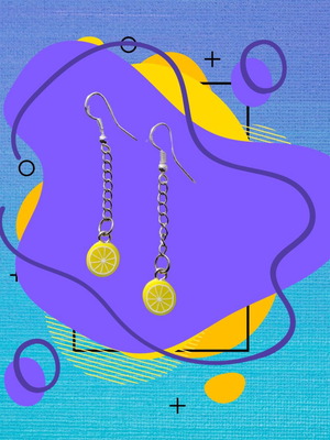 Σκουλαρίκια λεμονάκια με αλυσίδα, νέα