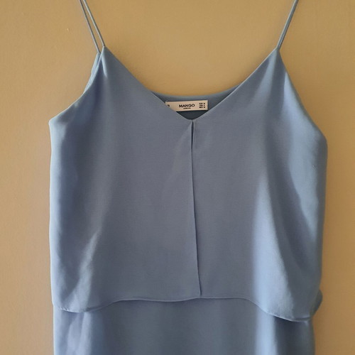 Mango light blue turquoise layered summer dress, size M