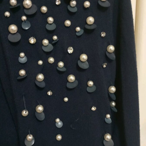 Cardigan used with pearls and rhinestones blue, size S