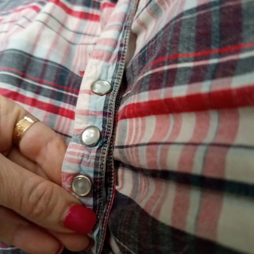 Tramontana women's plaid shirt size L used with embroidered details and waist strap
