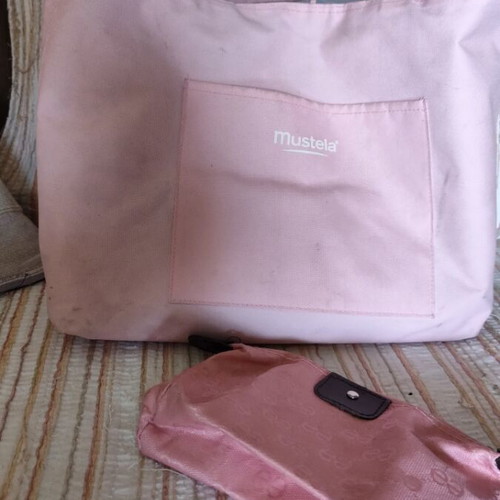 Mustela bag for all uses like new, pink cotton canvas