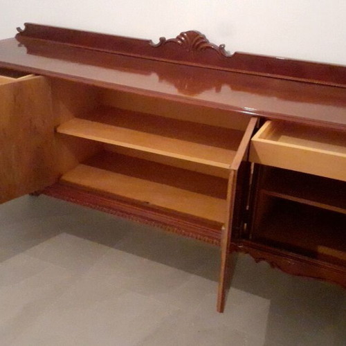 Handmade antique buffet with marquetry, 2.18x1.18x0.52 m