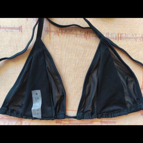 Women's triangle bikini top with side transparency black, new