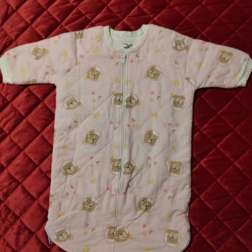 Baby sleeping bag like new, pink with teddy bear and star patterns