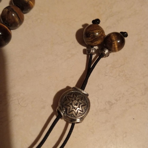 Handmade Komboloi with Tiger Eye and Silver, New