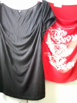 Summer tops used, pack of 2, S/M, red and black