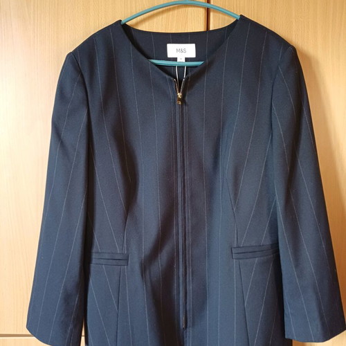 Marks & Spencer women's navy blue collarless jacket new