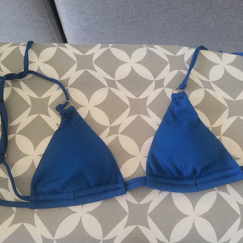 Shein Blue Triangle Bikini Top Size S New