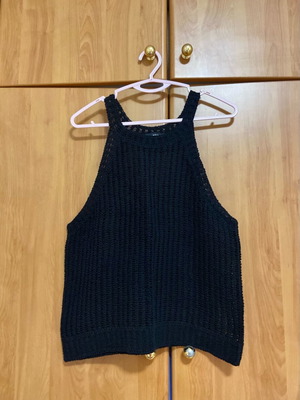Mango sleeveless knitted black top
