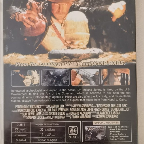 Indiana Jones Raiders of the Lost Ark DVD like new with English subtitles