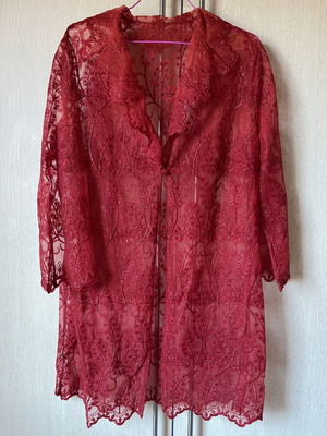 Red lace tunic used, size M
