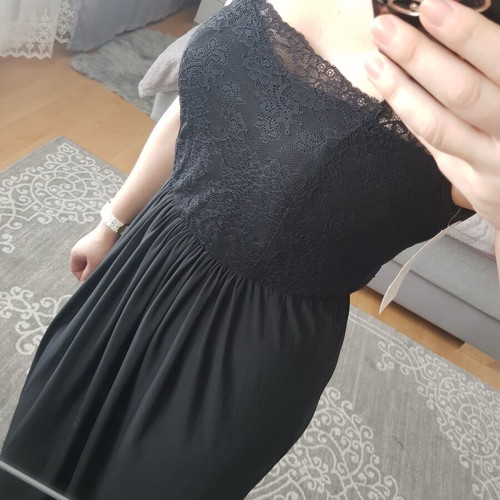 Long dress with lace new, size XS, black