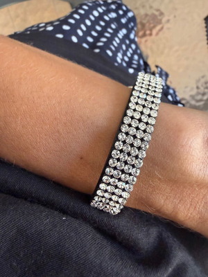 Swarovski bracelet like new with black leather strap