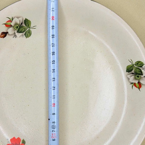 Ceramic plates vintage handmade with flowers set of 2 used
