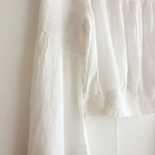 Blouse with embroidery new, short, size S, white