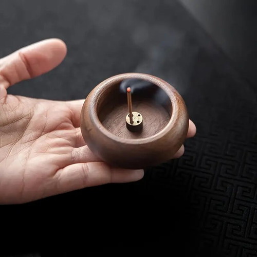 Wooden Incense Holder with Metal Base New