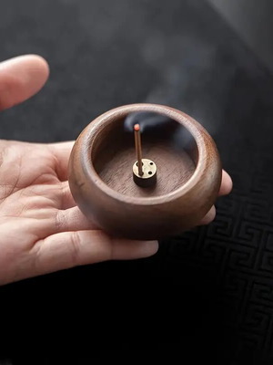 Wooden Incense Holder with Metal Base New