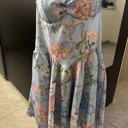 Floral dress, Italian brand, one size, blue for wedding or baptism