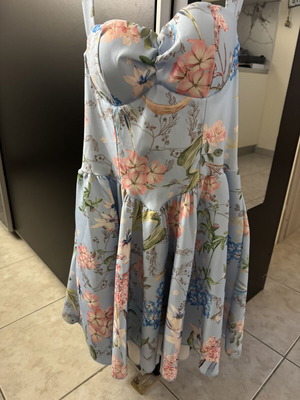 Floral dress, Italian brand, one size, blue for wedding or baptism