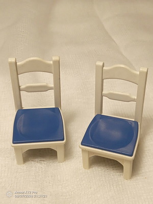 Playmobil chairs pair white and blue