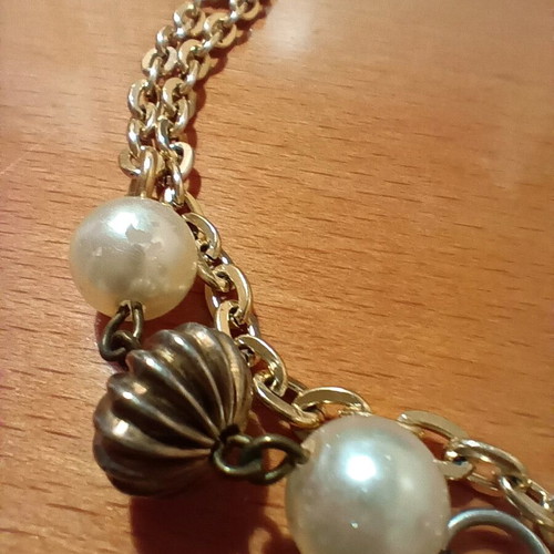 Fashion jewelry necklace new, gold-tone long with details