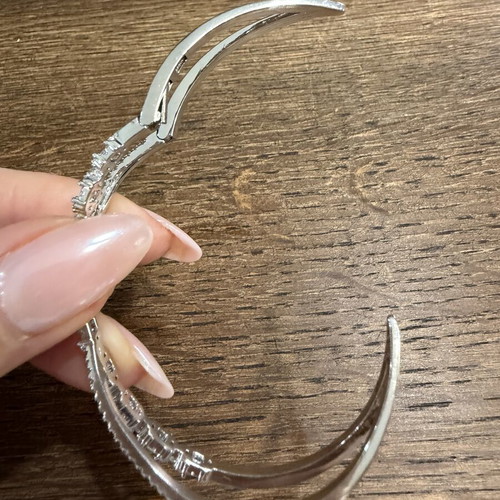 Bracelet hinged stainless steel with zirconia, new, silver color