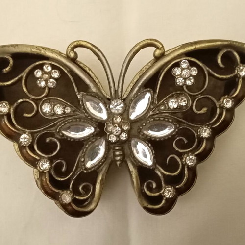 Bronze butterfly jewelry box used with rhinestones and multifaceted stones