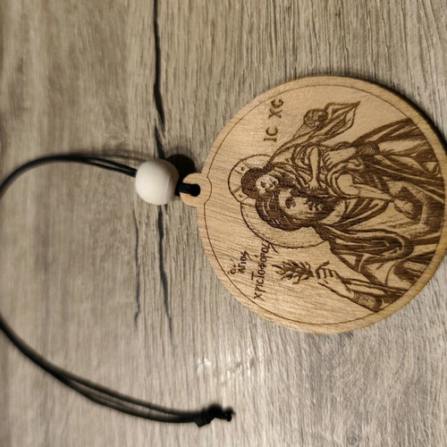 Saint Christopher Car Amulet Handmade Wooden Pendant New